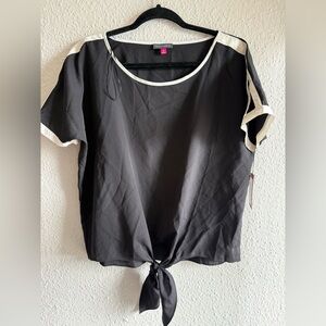 Vince Camuto Black & White Tie-Front Blouse - Size M